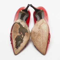 Pre Owned Versace Red Patent Leather Medusa Pointed Toe  Pumps Size 37