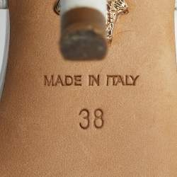 Pre Owned Versace White Leather Studded Medusa Ankle Strap Sandals Size 38