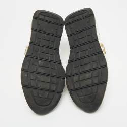 Pre Owned Versace Multicolor Leather and Canvas Baroque Printed Logo Low Top Sneakers Size 40