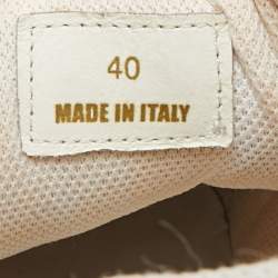 Pre Owned Versace Multicolor Leather and Canvas Baroque Printed Logo Low Top Sneakers Size 40