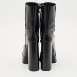 Pre Owned Versace Black Leather Aevitas Double Platform Boots Size 39