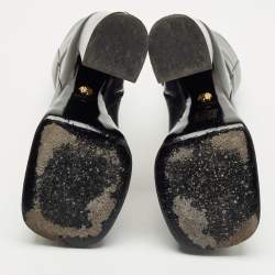 Pre Owned Versace Black Leather Aevitas Double Platform Boots Size 39