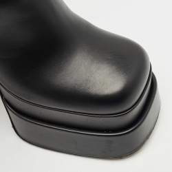 Pre Owned Versace Black Leather Aevitas Double Platform Boots Size 39