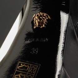 Pre Owned Versace Black Leather Aevitas Double Platform Boots Size 39