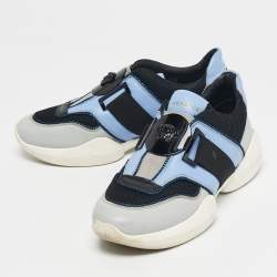 Pre Owned Versace Tricolor Leather and Mesh Medusa Slip On Sneakers Size 38