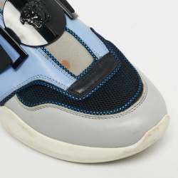 Pre Owned Versace Tricolor Leather and Mesh Medusa Slip On Sneakers Size 38