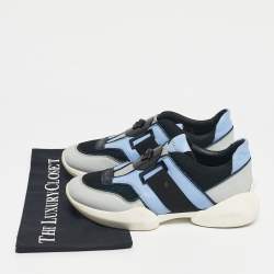 Pre Owned Versace Tricolor Leather and Mesh Medusa Slip On Sneakers Size 38