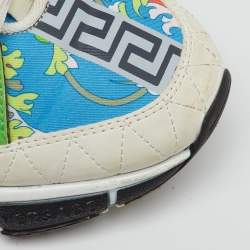 Pre Owned Versace Multicolor Leather and Fabric Trigreca Sneakers Size 37.5