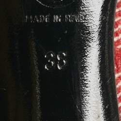 Pre Owned Versace White/Red Plaid Check Fabric Pointed Toe Pumps Size 38