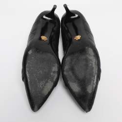Pre Owned Versace Black Leather Medusa Pumps Size 38