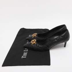 Pre Owned Versace Black Leather Medusa Pumps Size 38