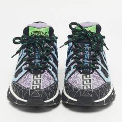 Pre Owned Versace Multicolor Canvas and Leather Trigreca Low Top Sneakers Size 37