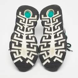 Pre Owned Versace Multicolor Canvas and Leather Trigreca Low Top Sneakers Size 37