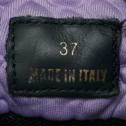 Pre Owned Versace Multicolor Canvas and Leather Trigreca Low Top Sneakers Size 37