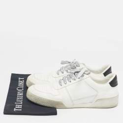 Pre Owned Versace White Leather llus Low Top Sneakers Size 40.5