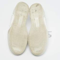 Pre Owned Versace White Leather llus Low Top Sneakers Size 40.5