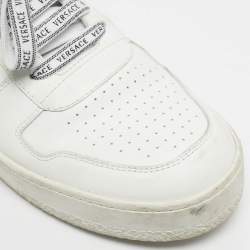 Pre Owned Versace White Leather llus Low Top Sneakers Size 40.5