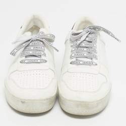 Pre Owned Versace White Leather llus Low Top Sneakers Size 40.5