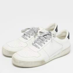 Pre Owned Versace White Leather llus Low Top Sneakers Size 40.5