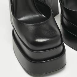 Pre Owned Versace Black Leather Medusa Aevitas Double Platform Pumps Size 39