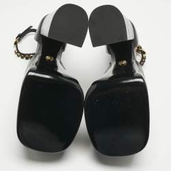 Pre Owned Versace Black Leather Medusa Aevitas Double Platform Pumps Size 39