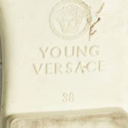 Pre Owned Versace White Leather Medusa Mary Jane Ballet Flats Size 38