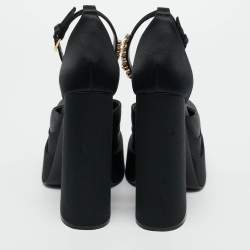 مملوكة مسبقًا Versace Black Satin Aevitas Platform Pumps Size 37