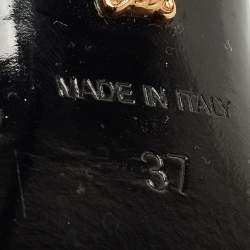 مملوكة مسبقًا Versace Black Leather Safety Pin Ankle Strap Sandals Size 37