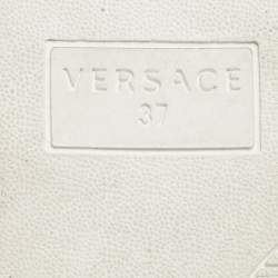 مملوكة مسبقًا Versace White/Black Leather Medusa Lace Up Sneakers Size 37