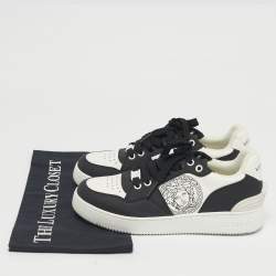 مملوكة مسبقًا Versace White/Black Leather Medusa Lace Up Sneakers Size 37