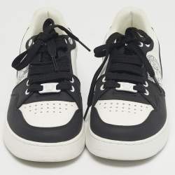 مملوكة مسبقًا Versace White/Black Leather Medusa Lace Up Sneakers Size 37