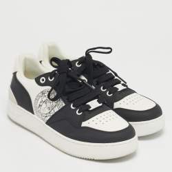مملوكة مسبقًا Versace White/Black Leather Medusa Lace Up Sneakers Size 37