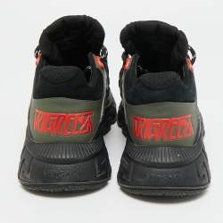 Pre Owned حذاء رياضي فيرساتشي تريجريكا قماش أحمر/أسود وجلد مقاس 39