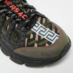 Pre Owned حذاء رياضي فيرساتشي تريجريكا قماش أحمر/أسود وجلد مقاس 39