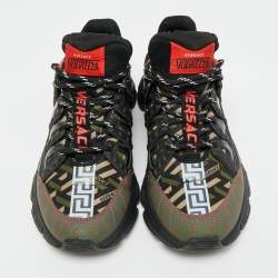 Pre Owned حذاء رياضي فيرساتشي تريجريكا قماش أحمر/أسود وجلد مقاس 39