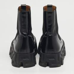 مملوكة مسبقًا Versace Greca Size 38 Black Leather Ankle Length Boots