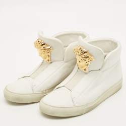 مملوكة مسبقًا Versace Palazzo Size 38 White Leather High Top Sneakers