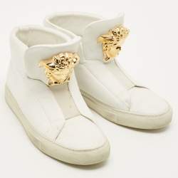 مملوكة مسبقًا Versace Palazzo Size 38 White Leather High Top Sneakers