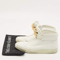 مملوكة مسبقًا Versace Palazzo Size 38 White Leather High Top Sneakers