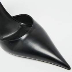 Pre Owned حذاء كعب عالي فيرساتشي حزام كاحل دبوس جلد مصقول أسود مقاس 39