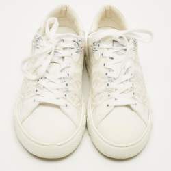 Pre Owned حذاء رياضي فيرساتشي "جريكا" قماش وجلد أبيض أربطة كورال ثييتر مقاس 39