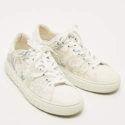 Pre Owned حذاء رياضي فيرساتشي "جريكا" قماش وجلد أبيض أربطة كورال ثييتر مقاس 39