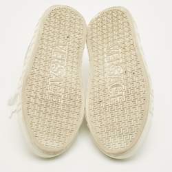 Pre Owned حذاء رياضي فيرساتشي "جريكا" قماش وجلد أبيض أربطة كورال ثييتر مقاس 39