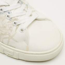 Pre Owned حذاء رياضي فيرساتشي "جريكا" قماش وجلد أبيض أربطة كورال ثييتر مقاس 39