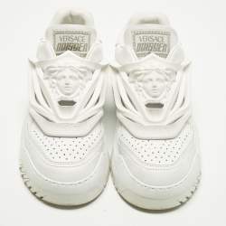 مملوكة مسبقًا Versace Odissea Size 38.5 White Leather and Rubber Medusa Chunky Slip On Sneakers