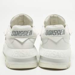مملوكة مسبقًا Versace Odissea Size 38.5 White Leather and Rubber Medusa Chunky Slip On Sneakers
