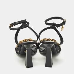مملوكة مسبقًا Versace Medusa Size 40 Black Satin Chain  Ankle Strap Sandals
