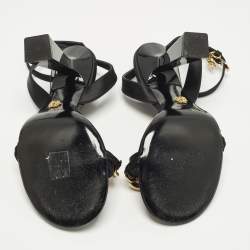 مملوكة مسبقًا Versace Medusa Size 40 Black Satin Chain  Ankle Strap Sandals