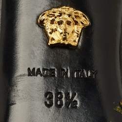 Pre Owned Versace Medusa Size 38.5 Black Leather Pumps