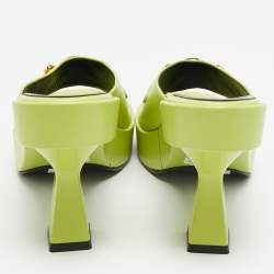 مملوكة مسبقًا Versace Biggie Size 37 Green Leather Platform Sandals